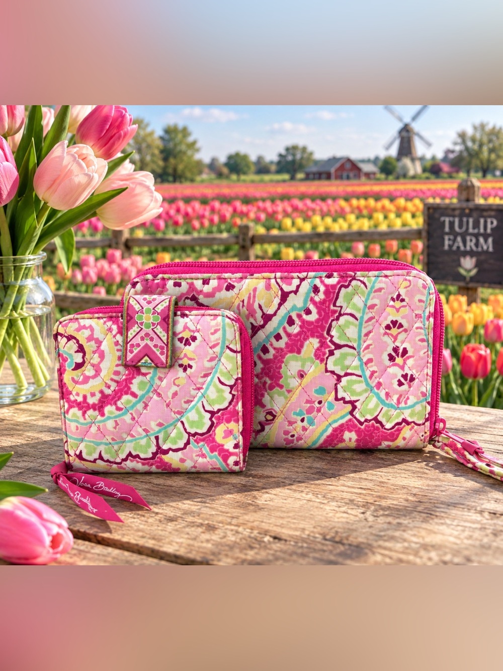 Vera Bradley Pink Multi Floral Quilted Wallets